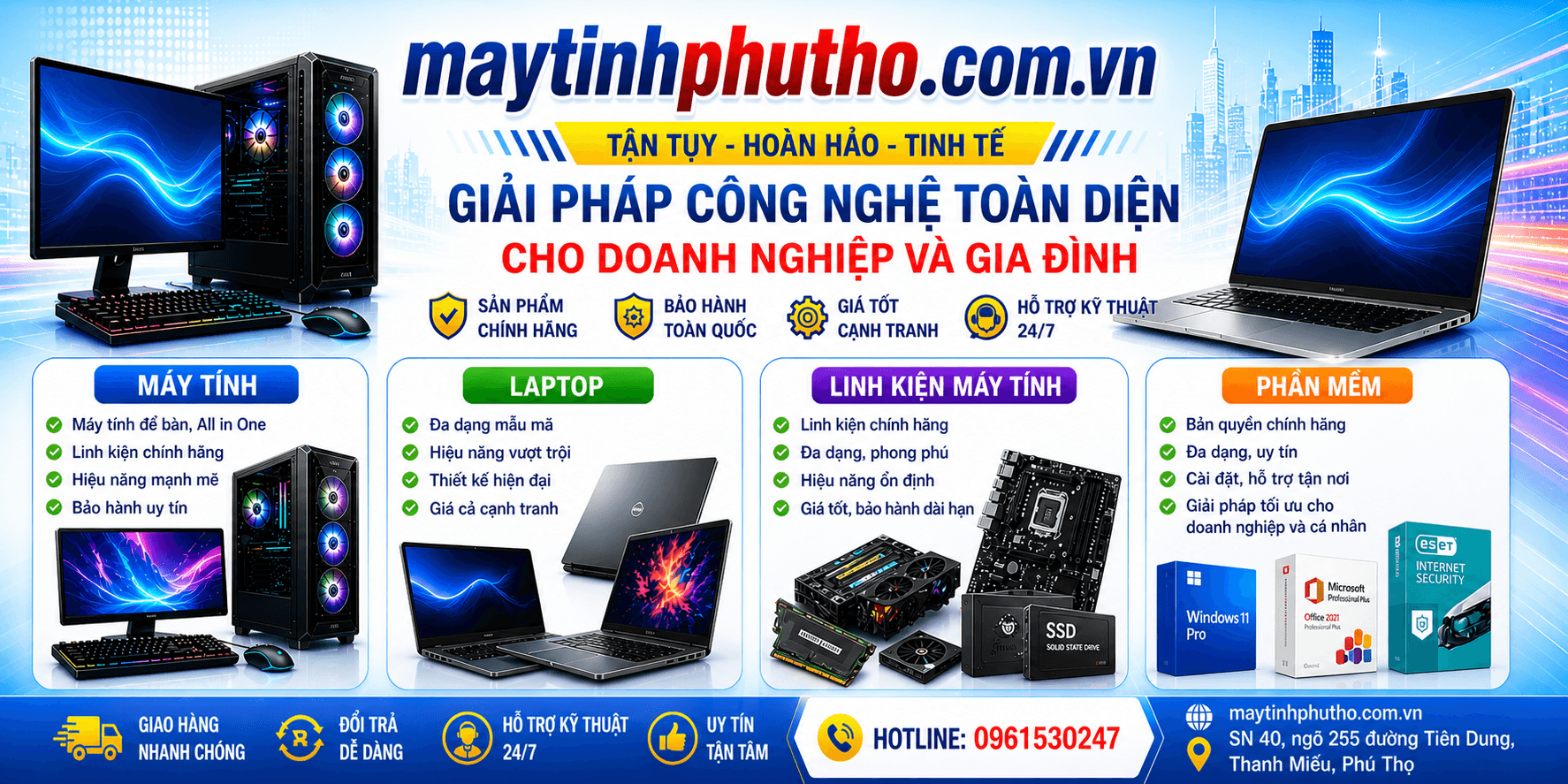 Máy tính, laptop, linh phụ kiện máy tính ở Phú Thọ